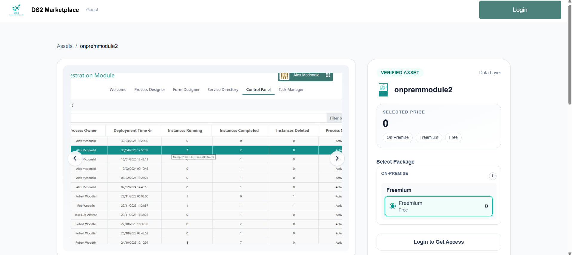 Asset detail page with screenshots and purchase panel