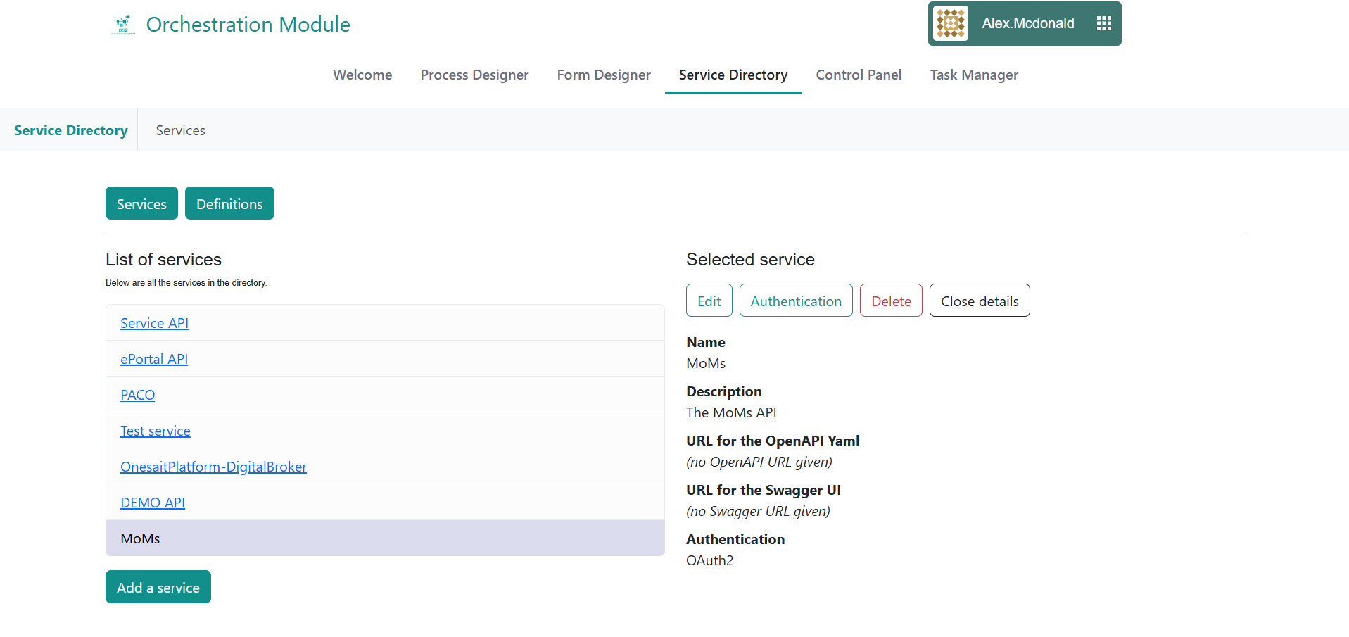 Service Directory View