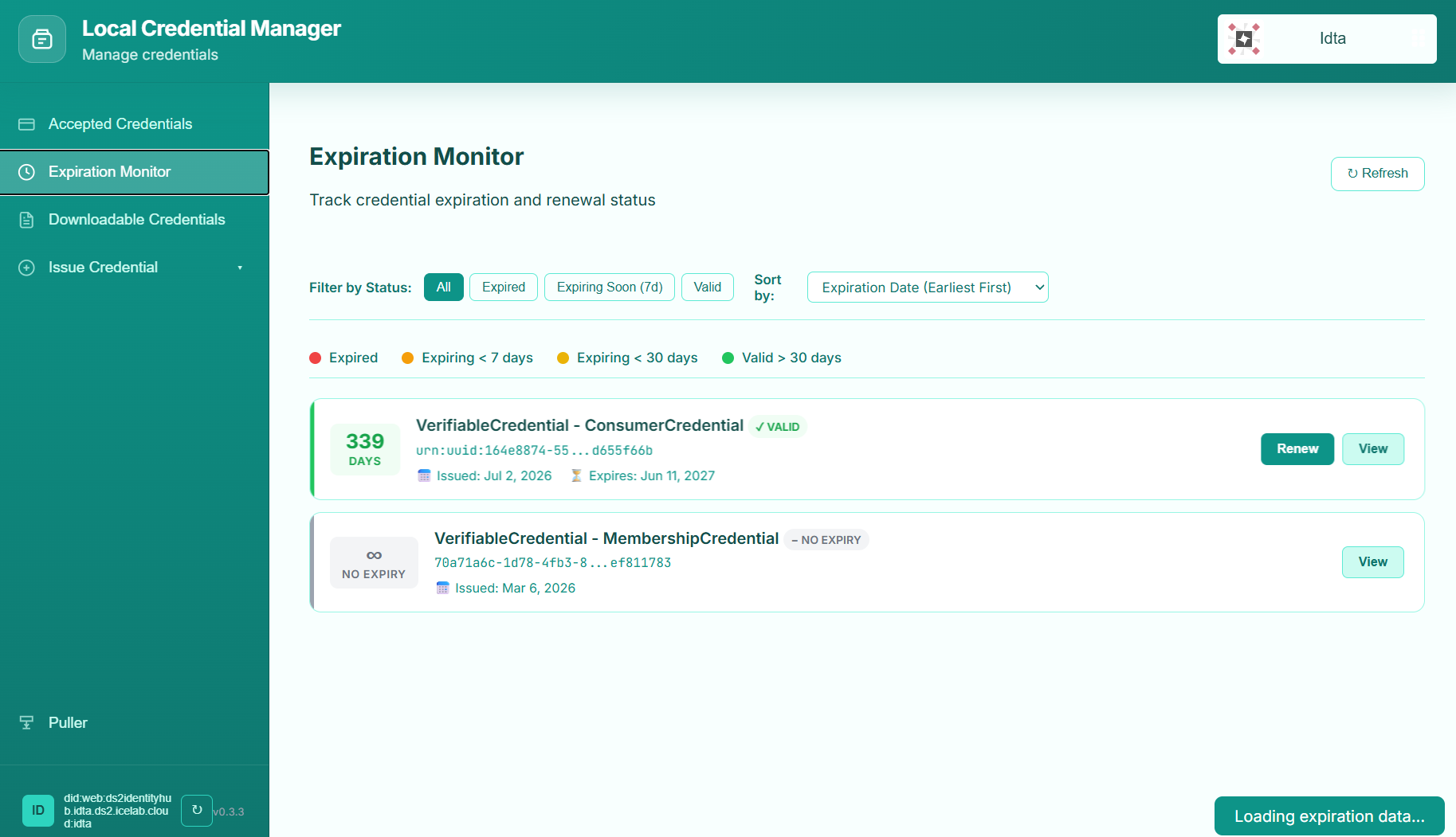 Credential Manager Credential Expiration